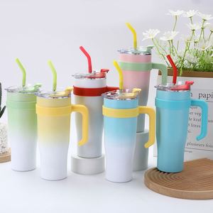 Vaso Térmico de Viaje Car Ice Bully Handle de 40oz, Taza de Vacío de Doble Pared con Tapa y Popote Antideslizante, Color Personalizado OEM - Product Image 6