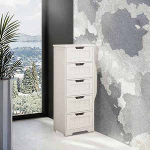 Gabinete de Almacenamiento de Madera Blanca con 4 Cajones al por Mayor |   Organizador de Baño Resistente al Agua, Independiente, Proveedor Indio - Product Image 2