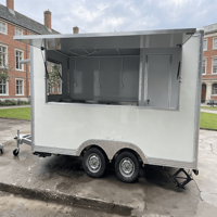 Remorque de cuisine mobile multifonctionnelle avec barre de remorquage pour concession, camion à café, chariot de boulangerie, chariot de street food, chariot à bonbons, chips et snacks