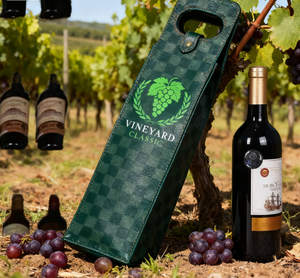 Sacs à vin pliables en cuir PU imprimés sur mesure de luxe en gros, <span class=keywords><strong>HUI</strong></span> <span class=keywords><strong>HUANG</strong></span> PACKAGING, sacs à vin carrés à grille - Product Image 2