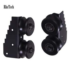 Kit de Rieles de Acero Negro Rústico WEKIS, Juego Completo de Herrajes para Puertas Corredizas de Granero para Exteriores, Incluye Soportes - Product Image 4