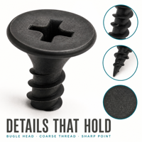 Vis à tête trompette pour cloisons sèches, filetage métrique M3.5x25mm, finition noire, résistante à la corrosion, attaque rapide