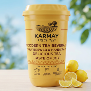 KARMAY Lemon Tea <b>Cup</b> With Lid 700ml Round <b>Plastic</b> Beverage Container Custom Printed Takeaway <b>Cup</b> - Product Image 1