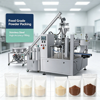 Machine d'emballage rotative 8 stations pour sachets préformés de poudre, épices, curcuma, sachets à fond plat avec imprimante de date