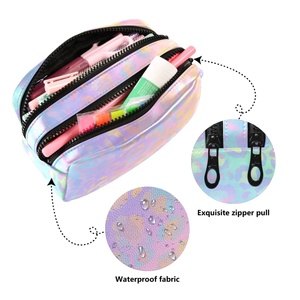 กล่องดินสอแบบพกพาอเนกประสงค์สองด้านสำหรับนักเรียน  รุ่นใหม่ล่าสุด  วัสดุโพลีเอสเตอร์  ซิปคู่ - Product Image 2