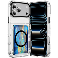 Étui portefeuille magnétique hybride transparent et robuste pour iPhone 18 Pro Max avec porte-cartes, compatible également avec iPhone 17 Pro Max