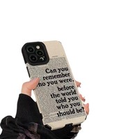 Étui de téléphone portable en cuir artificiel TPU avec impression anglaise créative bleue pour iPhone X Xr 11 12 13 14 15 16 17 18 Pro Max