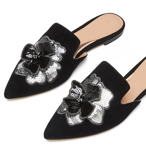 Pantoufle personnalisé Petit Talon En Daim Souple Avec de Belles Paillettes femmes Pantoufles En Gros Prix Avec Une <span class=keywords><strong>Petite</strong></span> QUANTITÉ MINIMALE DE COMMANDE Prêt À Expédier - Product Image 4