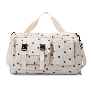 Sacs fourre-tout de voyage en velours côtelé pour femmes, avec logo personnalisé, 6 couleurs, résistants à l'usure, portables, avec poche séche/humide et poches avant zippées - Product Image 5