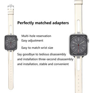Bracelet de montre en cuir en gros pour Apple Watch Series 11/10 42mm 46mm Ultra 49mm SE 44mm, bracelet ajouré à double perles - Product Image 4