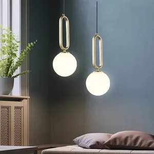 Modern Pendant Lamp Fixture Golden Glass Ball Dia 15cm Hanging Lamps Luminaire Suspension Drop Lighting Bedside Kitchen Bedroom