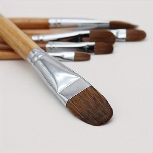 Lot de 6 pinceaux à poils durs pour peinture, en bois, à long manche, pour <span class=keywords><strong>gouache</strong></span>, aquarelle, acrylique, en forme de noisette, pour fournitures artistiques - Product Image 5