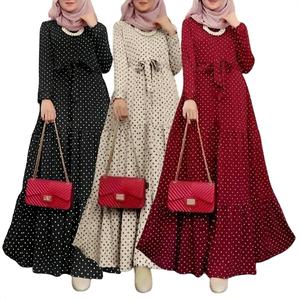 <span class=keywords><strong>Robe</strong></span> florale vintage pour femmes musulmanes Eco-Friendly Washable Long Sleeve High Waist Belted A-Line Dress with Mid East Lady Style - Product Image 1