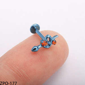 เครื่องประดับเจาะแฟชั่น VIEN Jewellery ZPO-177 ทำจากไทเทเนียม ASTM F136 รูปทรงเปลือย ประดับเพชร CZ แบบหลังแบน สำหรับเจาะริมฝีปาก จมูก - Product Image 3