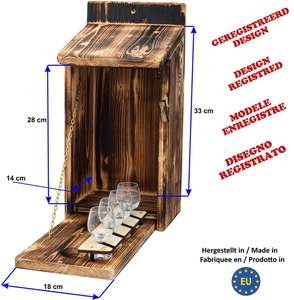 Casa para Pájaros con Mini Bar, Regalo <span class=keywords><strong>Original</strong></span> para Él, Divertido Regalo de Cumpleaños, Madera Estilo Granja, Almacenamiento para Copas de Vino y Tragos - Product Image 3