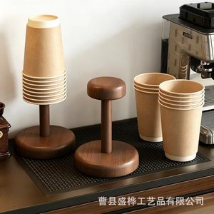 Soporte para tazas de madera, organizador de escritorio de madera maciza redondo para uso en el hogar y la oficina - Product Image 2