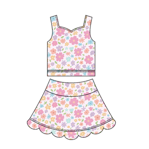 Jupe-short de yoga pour filles, style boutique personnalisé, motif floral fraise estival, coupe trapèze, bord festonné, respirante, avec doublure, pour tenue décontractée et sportive - Product Image 4