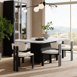 FERLY Meubles de luxe en chêne moderne, meubles de salle à manger, ensemble de salle à manger rectangulaire, ensemble de table à manger ronde ouverte - Product Image 1