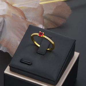 Anillo de Dedo de Latón Chapado en Oro de 24K con Circonita, Estilo Clásico, Anillo de Boda para Mujer, Venta al Por Mayor JXX - Product Image 5