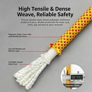 <span class=keywords><strong>Corde</strong></span> statique torsadée double tressée 48% Nylon 16% Polyester pour l'escalade, le tirage, la manutention, la navigation, le levage et le transport - Product Image 4