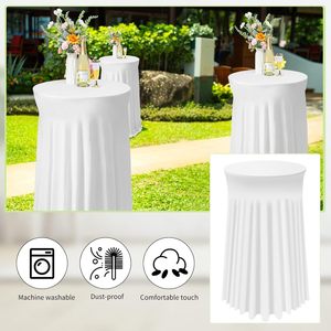 Round Spandex Cocktail Table Covers with Skirt <strong>Tablecloths</strong> Stretch <strong>Square</strong> <strong>Tablecloth</strong> for Fitted High Top Bar Party Banquet - Product Image 2