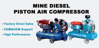 Compresseur diesel à entraînement par courroie Compresseurs d'air à piston diesel à double réservoir pour l'exploitation minière