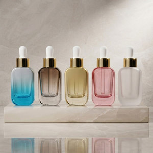 ขวดแก้วหยดเซรั่มบำรุงผมทรงสี่เหลี่ยมแบนหรูหราแบบกำหนดเองของ Mingsheng ขนาด 1 ออนซ์ ขวดแก้วทรงสี่เหลี่ยมไล่เฉดสีสวยงาม - Product Image 3