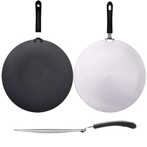 Sartén grande de crepes de 36/32/28 cm, de aluminio, tipo Tawa, para panqueques, utensilio de cocina, sartén antiadherente para pizza con mango de baquelita - Product Image 1
