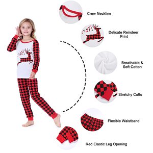 The Latest Christmas Children Homewear 2Pcs Top E Calças De Algodão Praça Pijamas Para Meninos E Meninas Family Clothing Set - Product Image 4