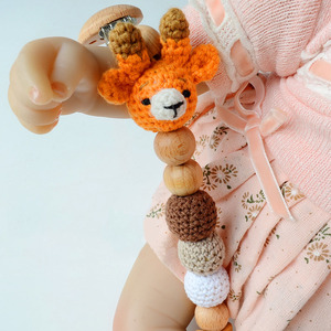 Cuentas de <span class=keywords><strong>Madera</strong></span> Hechas a Mano, Mordedores de Ganchillo, Amigurumi, Cadena para Chupetes de Bebé, Animales, Clip para Chupetes de <span class=keywords><strong>Madera</strong></span>, Juguete Suave, Comida - Product Image 2