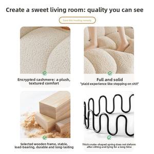 Cream Shaggy Sofa Three Seat Lounge Couch Modern Living Room Furniture for Apartment Bedroom Rental - Product Image 5