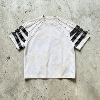 T-shirt décontracté en suède anti-rétrécissement à rayures, broderie patchwork, coupe ample, style hip-hop, respirant, pour le streetwear – Nouveauté fournisseur