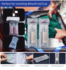 GZGJ Wine Bottle Travel Protector Bags Inflatable Bubble Cushion Wrap Safety Choice For Glass Bottles