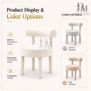 Chaise de salle à manger tubulaire courbée en acier inoxydable avec coussin blanc pour projets hôteliers et de mariage – Vente en gros de sièges - Product Image 5