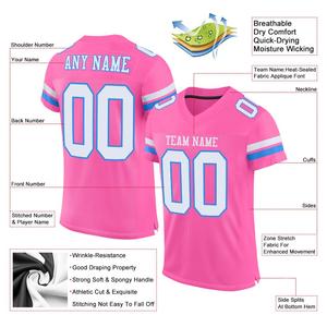 Maillot de football authentique en maille de style classique rose, blanc et bleu poudré personnalisé - Product Image 2