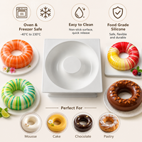 AKOKO Moule à gâteau en silicone creux de 7 pouces pour pâtisserie française Mousse au chocolat et beignet-Eco-Friendly Easy Demoulding Oven Safe