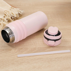 Stainless Steel Insulated Water <b>Bottle</b> 316 Large Capacity Double Spout Pop Up Lid Straw Travel Use - Product Image 2