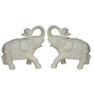 Antique Ivory hand bone carved elephants
