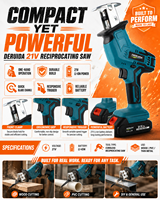 Scie sauteuse sans fil 21V pour usage domestique, outils électriques de bricolage, ensemble de scies à batterie pour couper le métal et le bois en extérieur