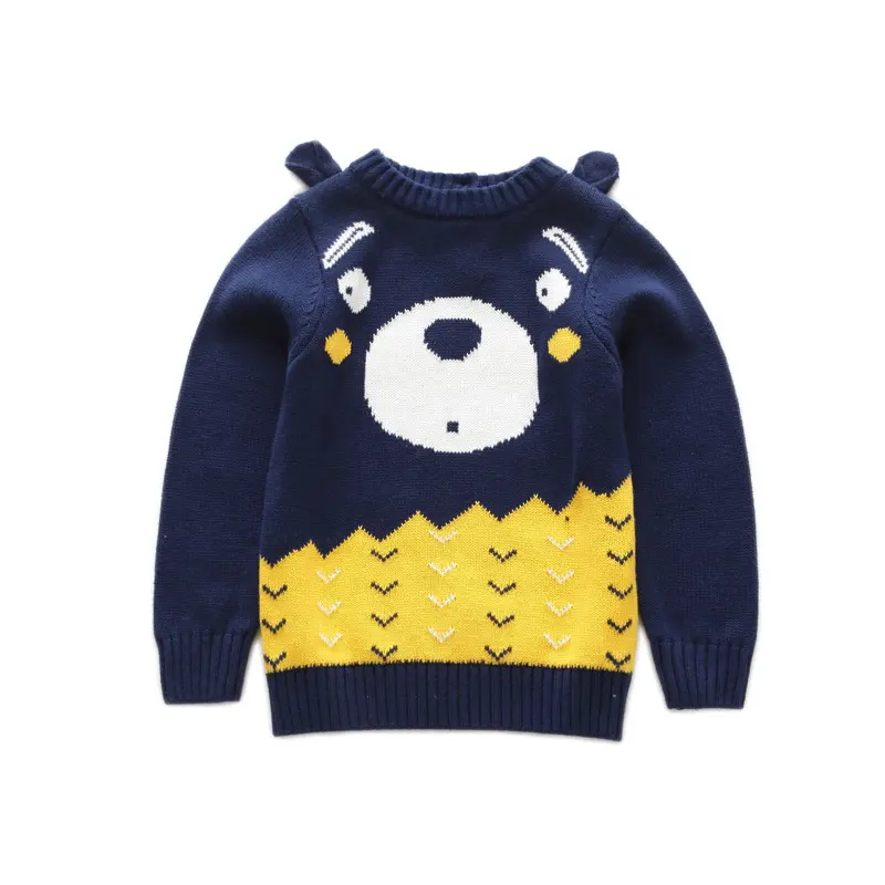 Kids knitwear sweater Oversized jacquar bear knitwear cardigan Sweaters for girls