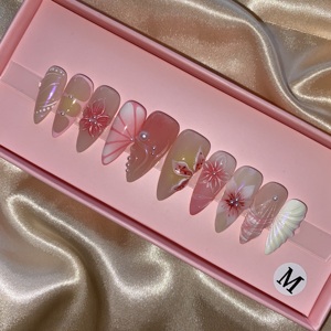 <span class=keywords><strong>Uñas</strong></span> postizas de lujo personalizadas al por mayor <span class=keywords><strong>con</strong></span> pedrería, forma ataúd mediana, <span class=keywords><strong>con</strong></span> perlas y punta francesa, para manicura acrílica. - Product Image 3