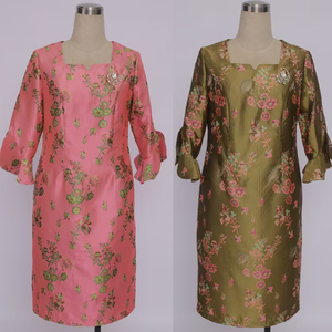 Vestido de Iglesia para Mujer, Talla Grande, con Estampado Floral Vintage, de Spandex y Poliéster, con Pliegues, de Alta Calidad - Product Image 1