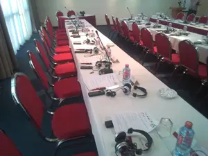 Equipo de interpretación simultánea para sala de conferencias, equipo de traducción con 16 horas de duración de batería
