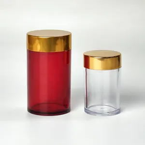 80毫升带金色盖子的清洁丙烯酸药瓶瓶，带铝制螺旋盖的透明压acrylic 瓶, 空 PS 胶囊瓶