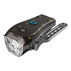 Nueva Luz Delantera para Bicicleta de Exterior, 4 Modos LED, Pantalla Digital, Recargable, Impermeable IPX4, Plástico Transparente Negro - Product Image 1