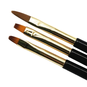 Pinceau à ongles double embout en nylon plat pour gel et acrylique, manche en plastique, virole en aluminium, outil de manucure pour la peinture des ongles - Product Image 2