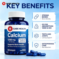 Gélules de calcium 1200 mg et vitamine D3 1000 UI, marque privée OEM, 120 unités, pour la santé osseuse, la densité des dents et des articulations, absorption élevée, personnalisables