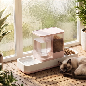 Dispensador Automático de Agua y Comida para Gatos <span class=keywords><strong>2</strong></span> en 1, Estación de Agua y Comida por Gravedad con Doble Recipiente para Gatos de Interior - Product Image 4