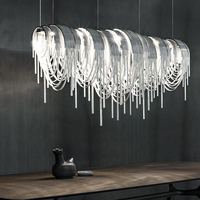 Chaîne personnalisée en aluminium, lustre à franges en macramé, fournisseur de projet d'éclairage de salon et de salle à manger