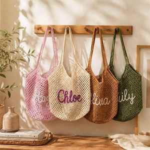 Bolsa de Playa Grande con Nombre Personalizado, Bolsa de Ganchillo para Piscina y Playa, Bolsa de Viaje de Verano Ligera y Plegable - Product Image 2